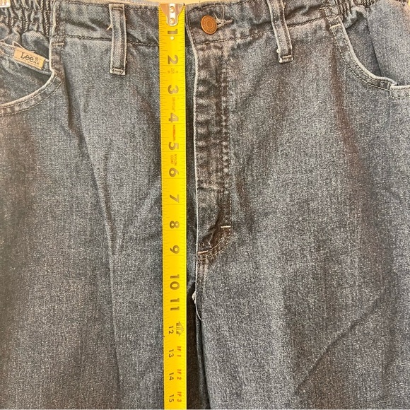 Vintage Lee Jeans Size 16S Short Side Elastic At The Waist 90s Faded Dark Wash - Picture 6 of 8